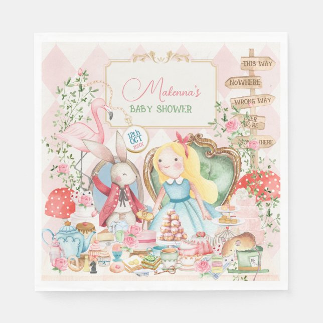 Serviette En Papier Alice Adventure dans Woderland Baby shower Tea Par (Devant)