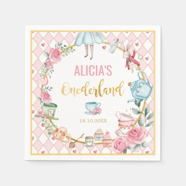 Serviette En Papier Alice au pays des merveilles 1er anniversaire de l (Devant)