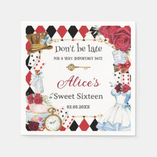 Serviette En Papier Alice au pays des merveilles Fleur rouge fête du t