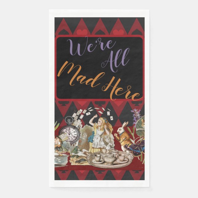 Serviette En Papier Alice au pays des merveilles Mad Cheshire Chat (Devant)