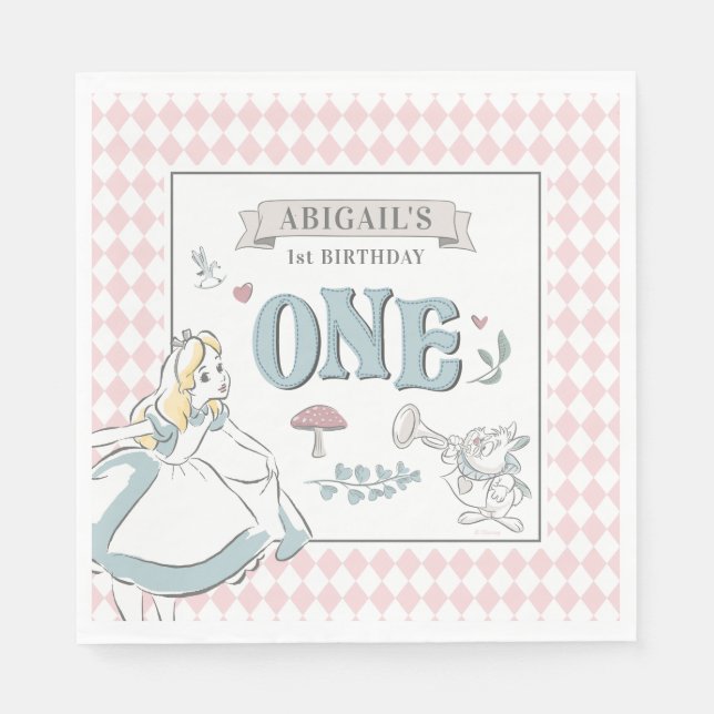 Serviette En Papier Alice Au Pays Des Merveilles | Premier anniversair (Devant)