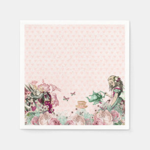 Serviette En Papier Alice au pays des merveilles Tea Party Blush & Min