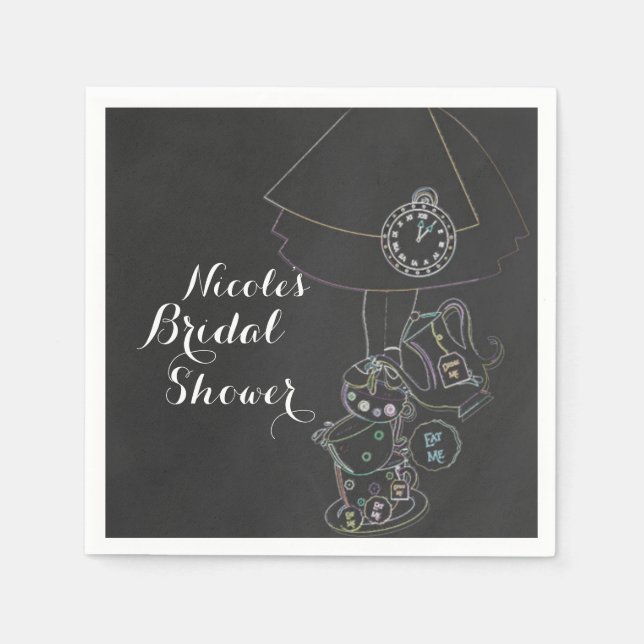 Serviette En Papier Alice au pays des merveilles Tea Party Chalkboard  (Devant)