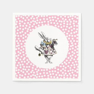 Serviette En Papier Alice dans le point de polka de lapin du pays des