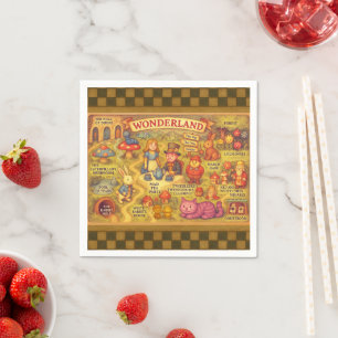 Serviette En Papier Alice Fantaisiste Aventures dans la Carte de Wonde