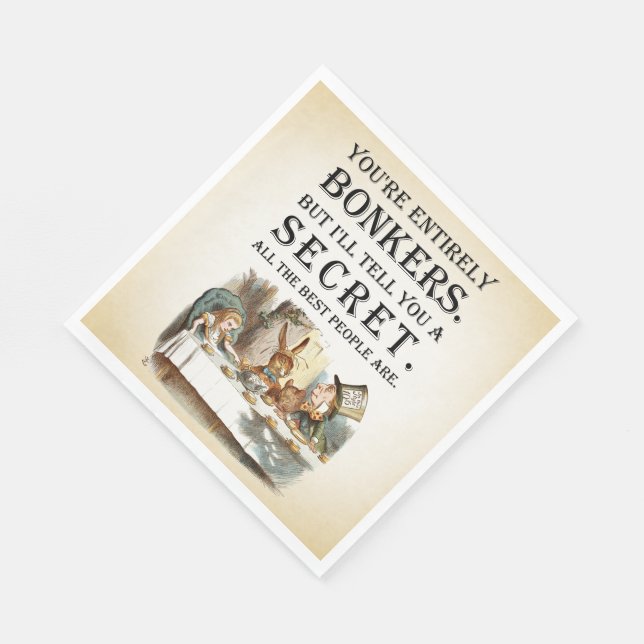 Serviette En Papier Alice In Wonderland - Tea Party - Citation Bonkers (Coin)