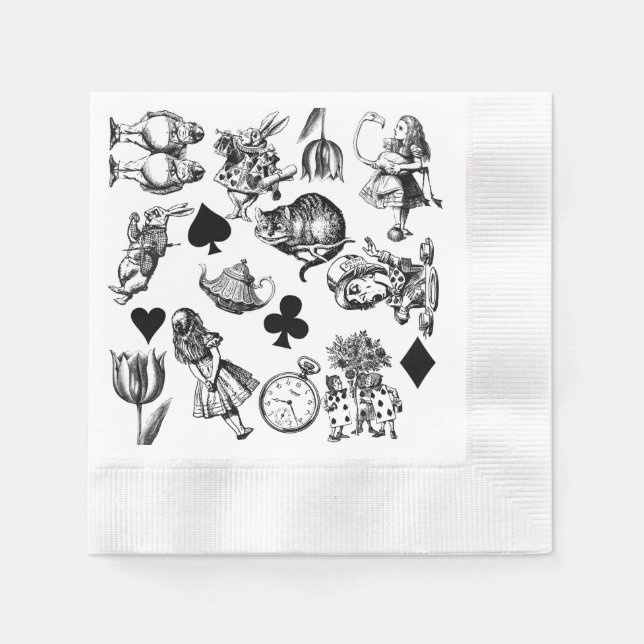 Serviette En Papier Alice White Rabbit Wonderland Classic (Devant)