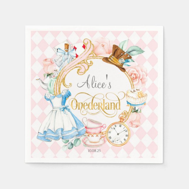 Serviette En Papier Alice Wonderland Tea Party, 1er anniversaire de fi (Devant)