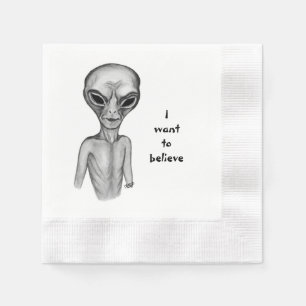 Serviette En Papier Alien gris, je veux croire