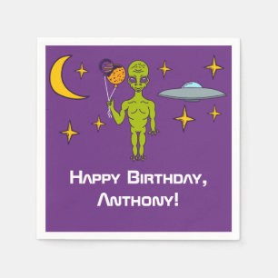 Serviette En Papier Alien spatial avec Balloons Planet Anniversaire