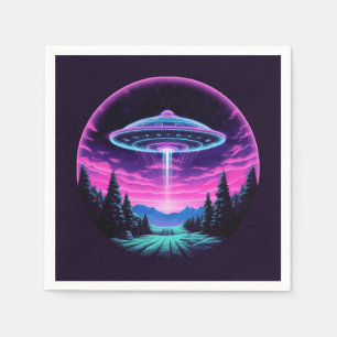 Serviette En Papier Alien vaisseau spatial rétro futuriste