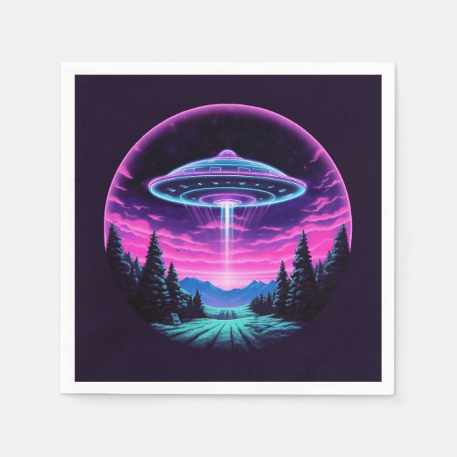 Serviette En Papier Alien vaisseau spatial rétro futuriste (Devant)