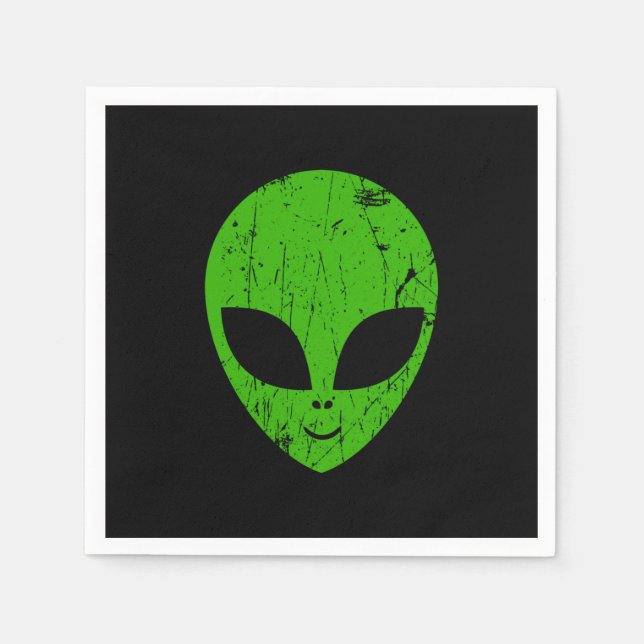 Serviette En Papier alien vert tête pour science-fiction extraterrestr (Devant)
