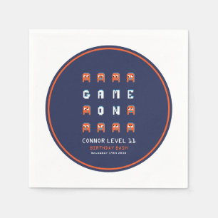 Serviette En Papier Aliens monstres orange jeu vidéo jeu d'anniversair