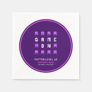 Serviette En Papier Aliens monstres violet jeu vidéo jeu fête d'annive