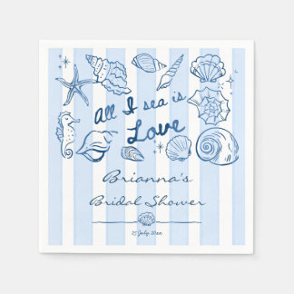 Serviette En Papier All I sea is love seashells bridal shower custom