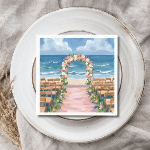 Serviette En Papier Allée de mariage de plage aquarelle florale