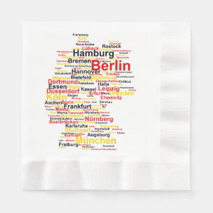 Serviette En Papier Allemagne Carte Silhouette Villes Drapeau Berlin T