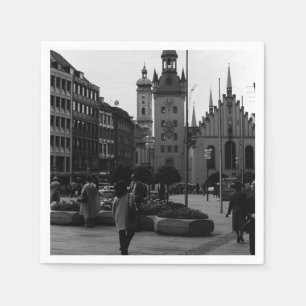Serviette En Papier Allemagne vintage Église de Munich Marienplatz