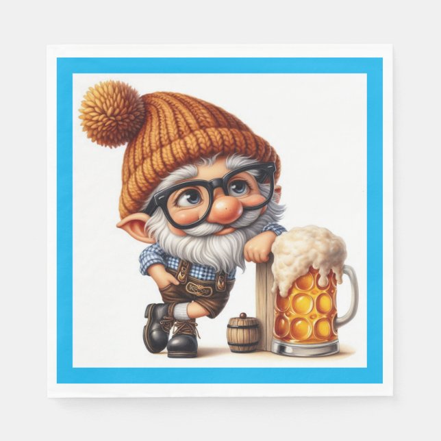 Serviette En Papier Allemand Oktoberfest Beer Gnome (Devant)