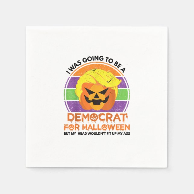 Serviette En Papier Aller À Un Démocrate Pour Halloween Drôle Trumpkin (Devant)