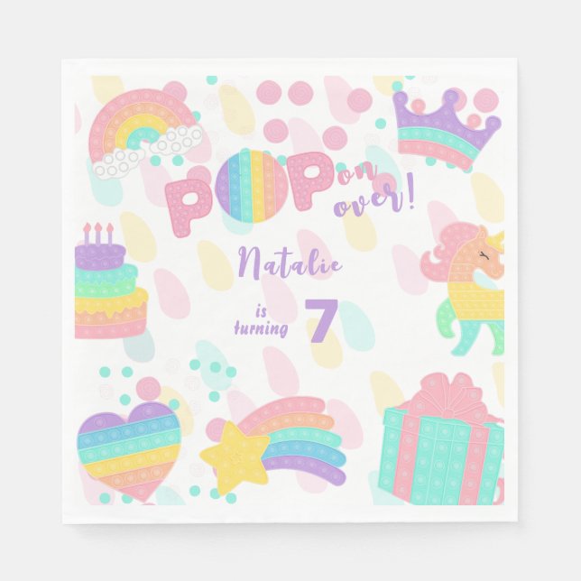 Serviette En Papier Allez-y ! Pastel pop it anniversaire enfant (Devant)