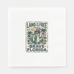 Serviette En Papier Alligator de Floride Patriotique 4 juillet