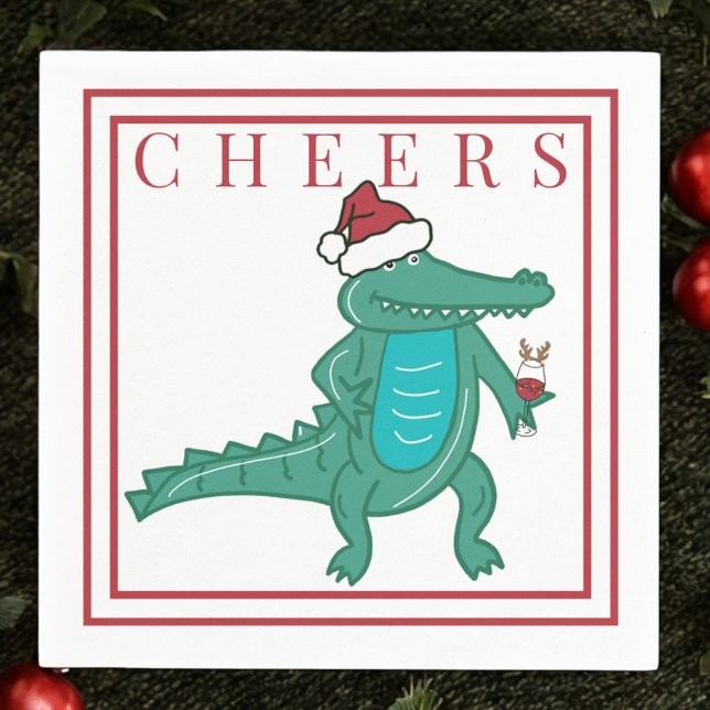 Serviette En Papier Alligator de Noël Préppy Père Noël Vin Cheval (Créateur téléchargé)