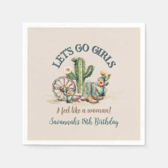 Serviette En Papier Allons Filles Cowgirl Western Anniversaire fête (Devant)