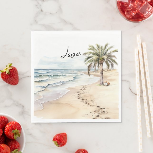 Serviette En Papier Aloha Beach Tropical Cocots Palm Tree (En situation)
