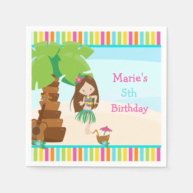 Serviette En Papier Aloha Brunette Fête des filles (Devant)