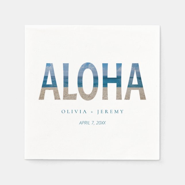 Serviette En Papier Aloha Hawaii Beach Photo Destination Mariage (Devant)