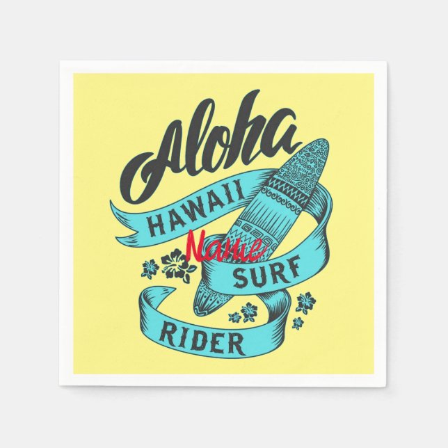 Serviette En Papier Aloha Hawaii Surf Rider Thunder_Cove (Devant)