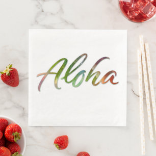 Serviette En Papier Aloha - Lettres tropicales - Hawaii Hawai'i Nature