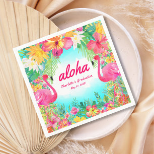 Serviette En Papier Aloha Luau Flamant rose tropical Papier de Graduat