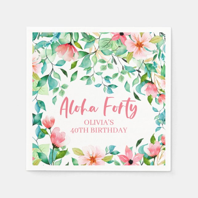 Serviette En Papier Aloha Quarty Tropical Luau Anniversaire Napkins (Devant)