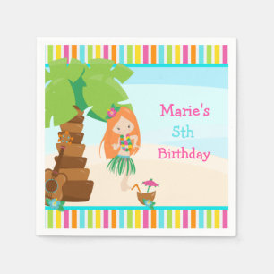 Serviette En Papier Aloha Red Hair Girl Party