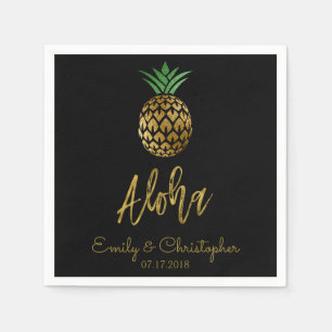 Serviette En Papier Aloha Tropical Hawaiian Pineappy Mariage White