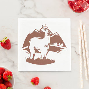 Serviette En Papier Alpaca Et Montagnes