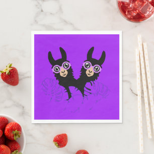 Serviette En Papier Alpaca llama Twins Anniversaire