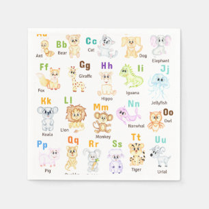 Serviette En Papier Alphabet Animal ABC Mets animaux