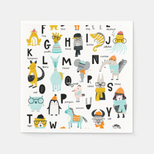 Serviette En Papier Alphabet animal mignon   Certains Ont Des Casquett