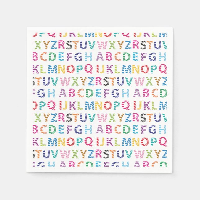 Serviette En Papier Alphabet arc-en-ciel (Devant)