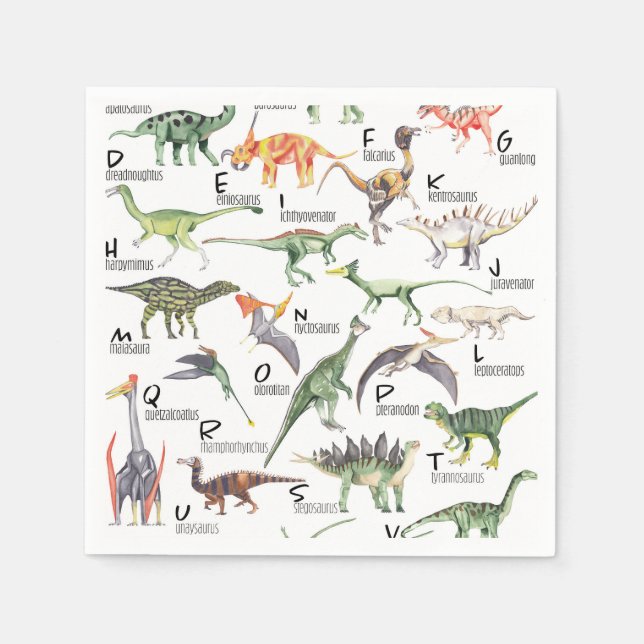 Serviette En Papier Alphabet Dinosaure (Devant)