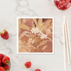 Serviette En Papier Alphonse Mucha Art Nouveau Détail floral