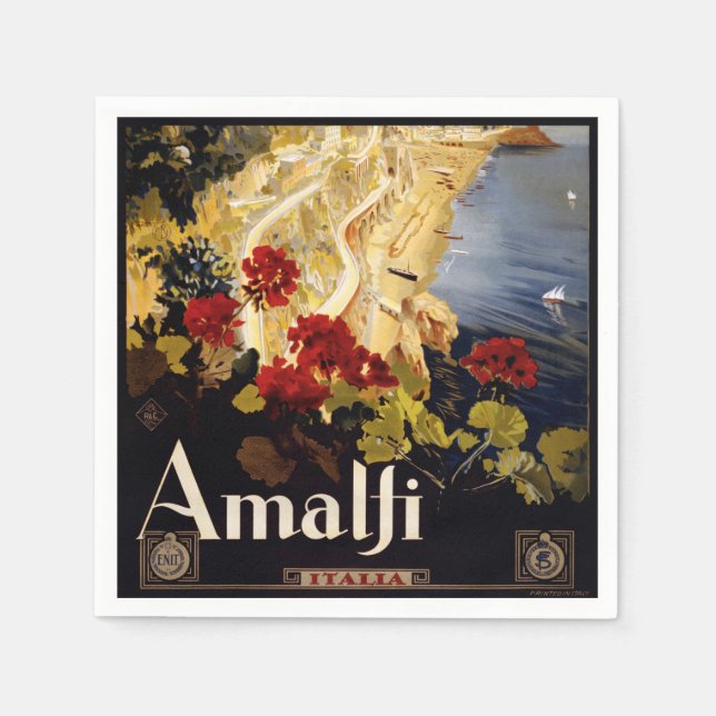 Serviette En Papier Amalfi Italie Poster de voyage Graphique d'art (Devant)