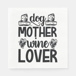 Serviette En Papier Amateur de vin de mère chien