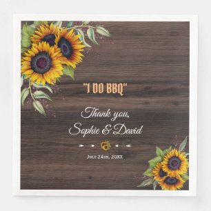 Serviette En Papier Ambiance romantique Sunflower Mariage en bois