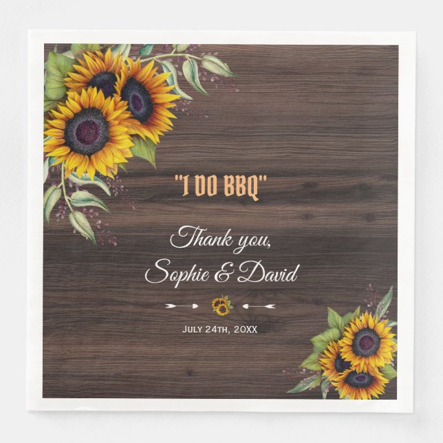 Serviette En Papier Ambiance romantique Sunflower Mariage en bois (Devant)