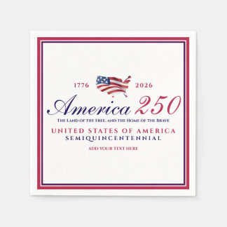 Serviette En Papier America 250 Land of Free Home Brave Red Patriotic
